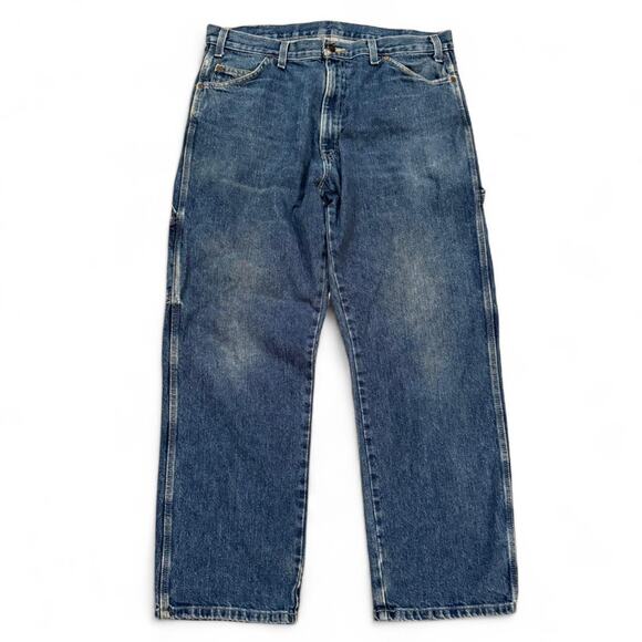 Y2K Dickies Carpenter Utility Pocket Workwear Blue Denim Distressed Jeans 36x30 - Picture 3 of 8